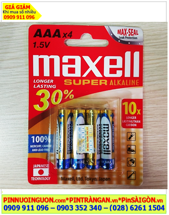 Maxell LR03(GD)4B, Pin đũa AAA 1.5v super alkaline Maxell LR03(GD)4B - MẪU MỚI /Loại vỉ 4viên